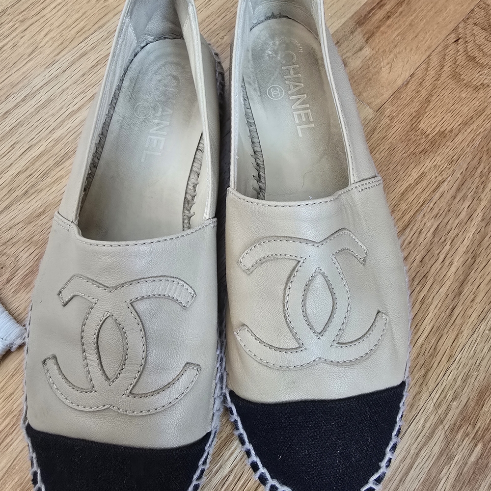 Chanel Beige and Black Espadrilles